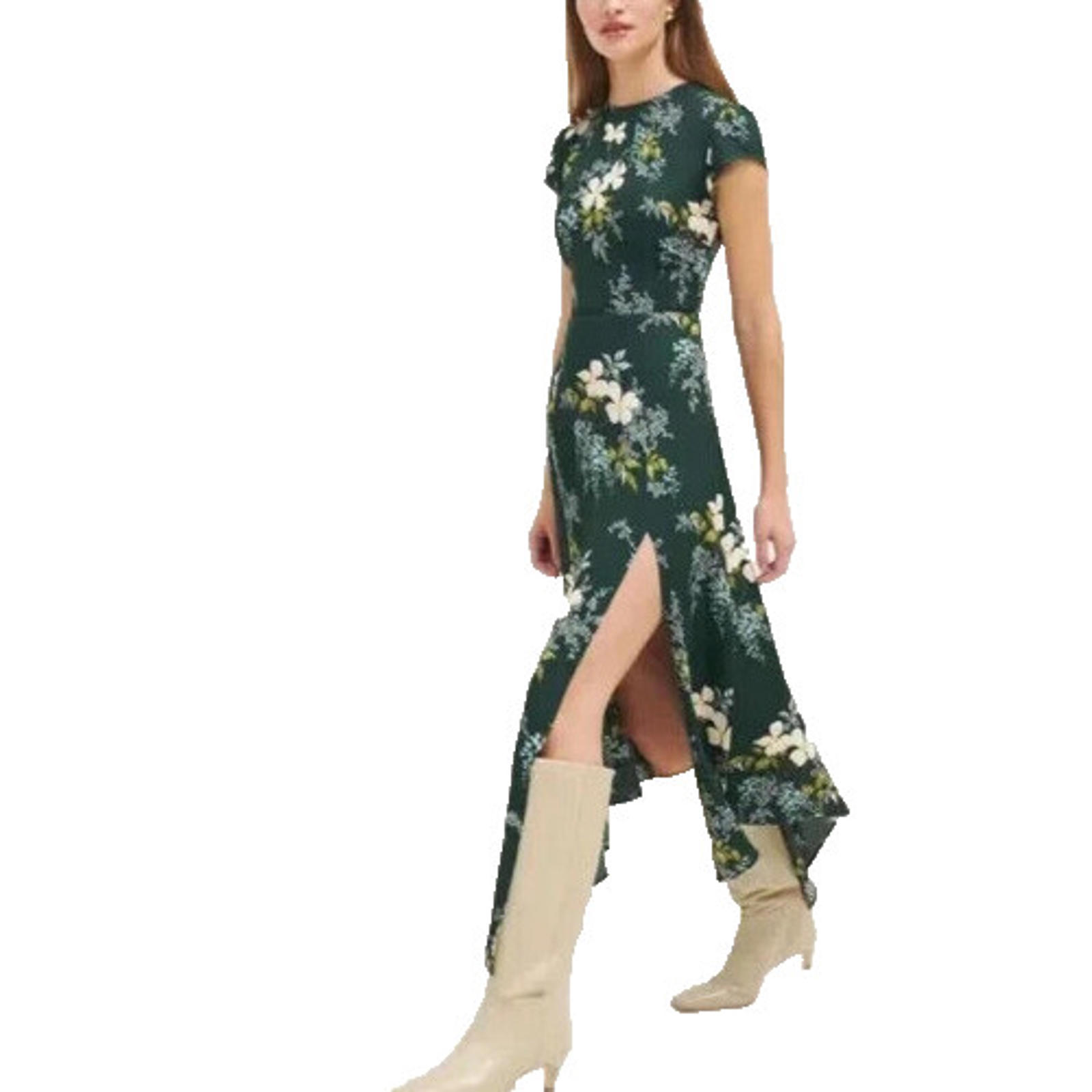 Nwt, Reformation Sanvi Floral Print Asymmetric Midi Dress Size 8 #Rf291